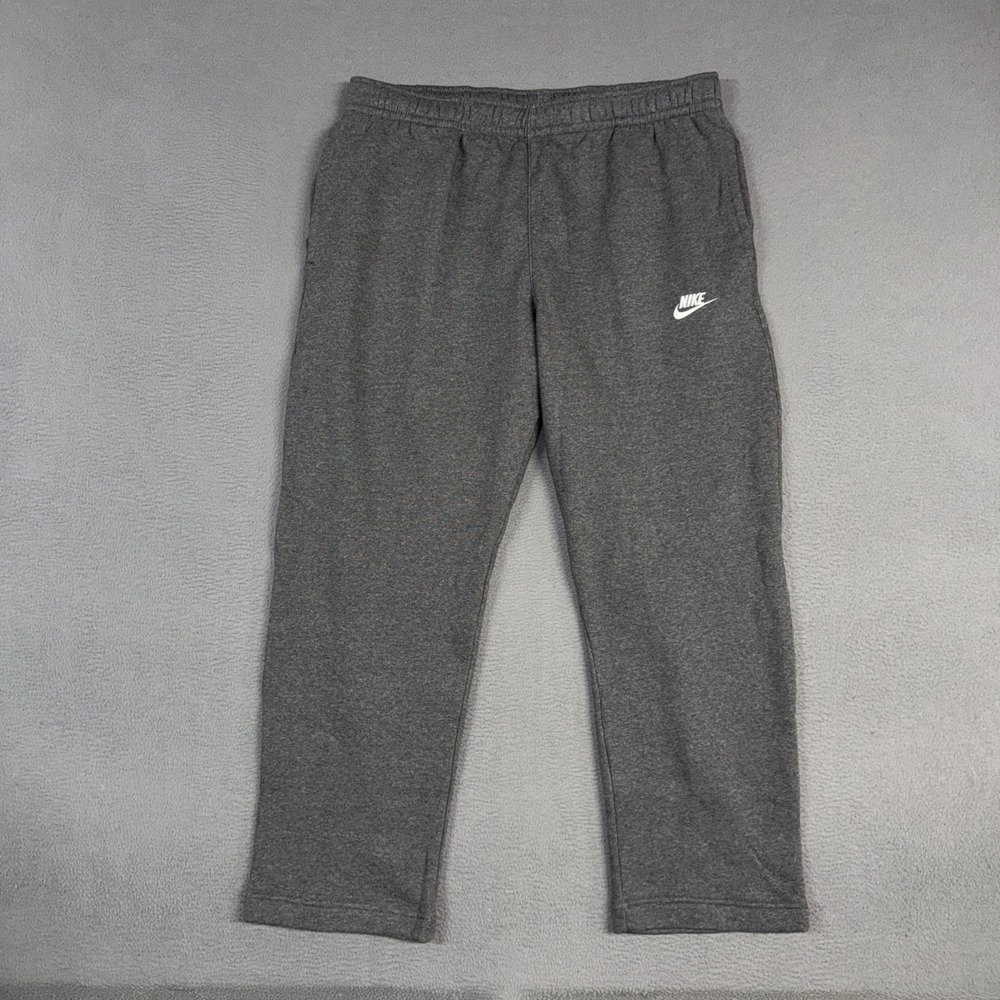 Nike Sportswear Club Sweatpants Mens 2XL Gray Heathered Open Hem Stretch Fleece